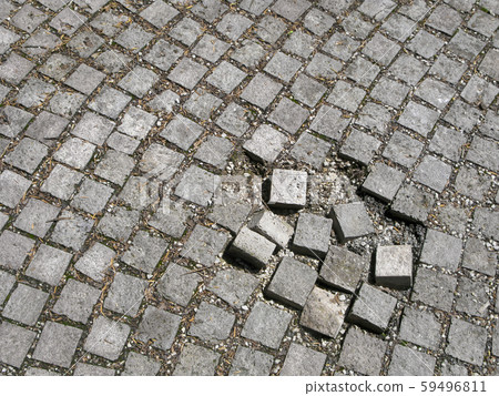 Paving stones on the street, ruined Paving stones on the street, ruined 59496811