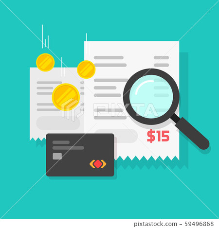 Money or payment financial analysis research or tax pay estimation vector symbol, flat cartoon 59496868