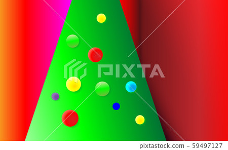 Gradient red Christmas background with green tree - Stock Illustration ...