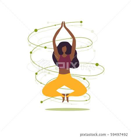Afro-american woman doing yoga 59497492