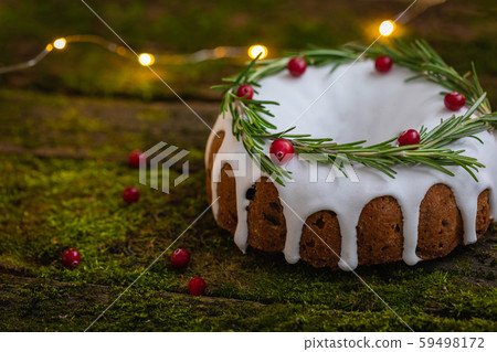 Traditional homemade Christmas fruit cake on the 59498172