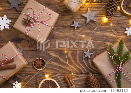 New Year Christmas composition with handmade toys, New Year Christmas composition with handmade toys, 59498183