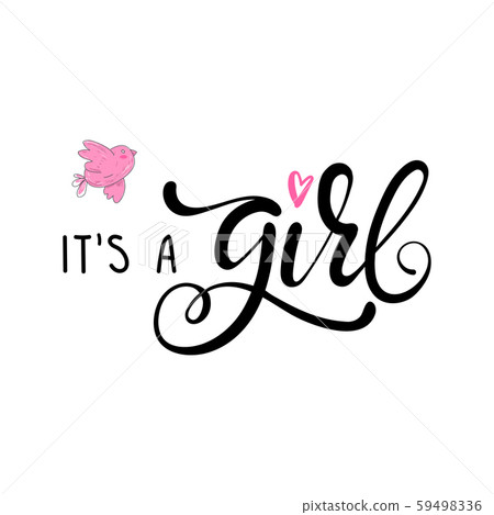 Its a girl lettering baby shower invitation 59498336