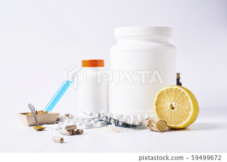 spices, pills, herbs on white background spices, pills, herbs on white background 59499672