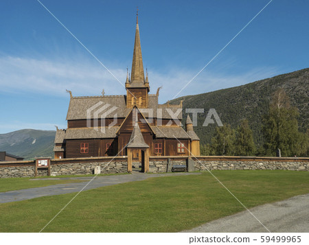 Norwegian traditional medieval wooden stave church of Lom also called the post church and palisade Norwegian traditional medieval wooden stave church of Lom also called the post church and palisade 59499965