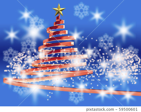 Ribbon Christmas Tree Metallic Red Blue Background Ribbon Christmas Tree Metallic Red Blue Background 59500601