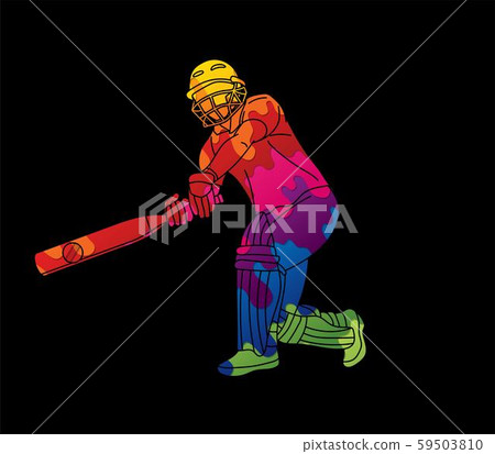 Cricket batsman sport player action cartoon... - Stock Illustration  [59503810] - PIXTA