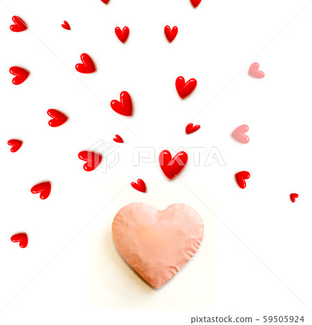 White background with the image of a large red heart overflowing with a small red heart White background with the image of a large red heart overflowing with a small red heart 59505924