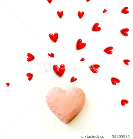 White background with the image of a large red heart overflowing with a small red heart 59505925