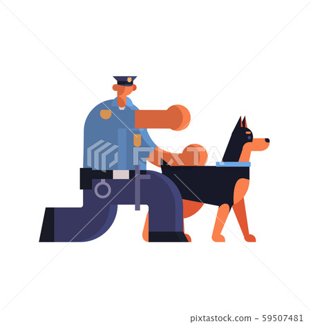 male police officer with german shepherd policeman in uniform with dog security authority justice 59507481