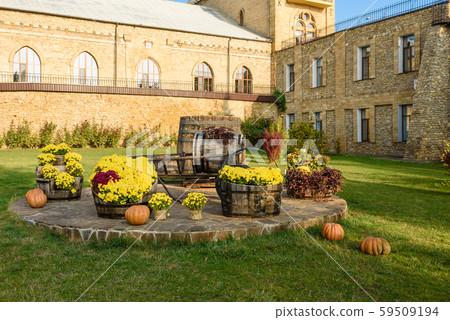 Facade of beautiful brick ancient wine chalet Facade of beautiful brick ancient wine chalet 59509194
