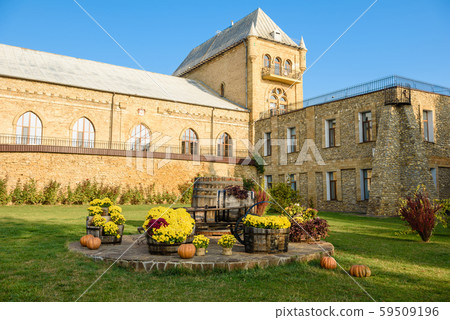 Facade of beautiful brick ancient wine chalet Facade of beautiful brick ancient wine chalet 59509196
