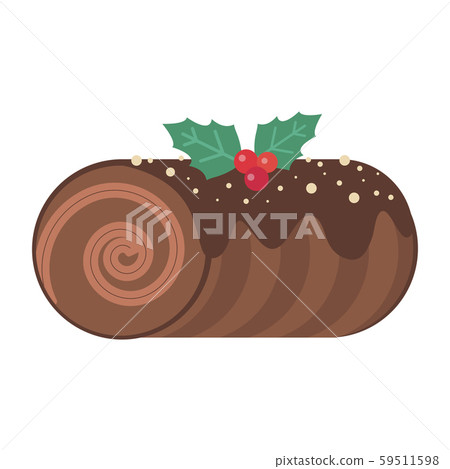 Yule Log Christmas Dessert Cake Flat Icon Yule Log Christmas Dessert Cake Flat Icon 59511598
