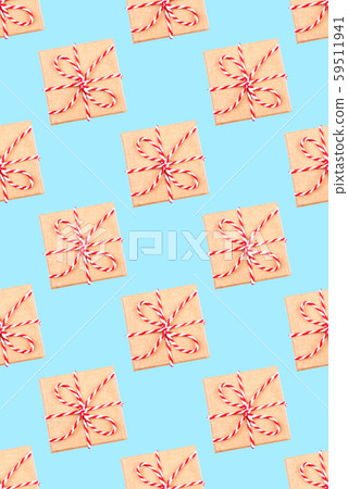 Pattern of gift boxes blue background. Pattern of gift boxes blue background. 59511941