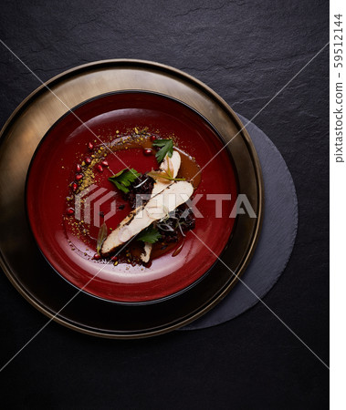 Beautiful and tasty food on a plate, exquisite 59512144