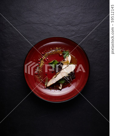 Beautiful and tasty food on a plate, exquisite Beautiful and tasty food on a plate, exquisite 59512145