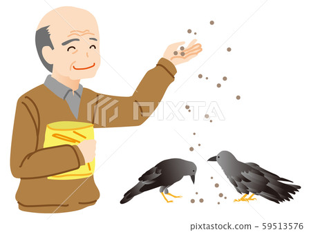Feeding crow Feeding crow 59513576