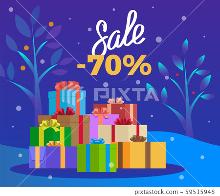 Sale on Winter Holiday, Christmas Promotion Vector 59515948