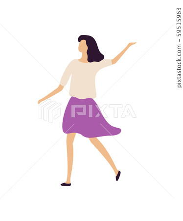 Brunette Girl Dancing, Isolated Clubber on Disco 59515963