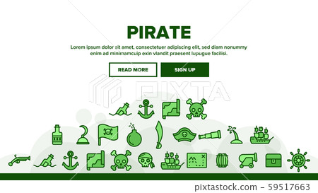 Pirate Things Landing Header Vector 59517663