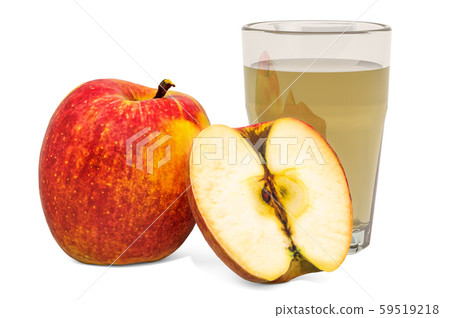 Glass of apple juice with apples, 3D rendering Glass of apple juice with apples, 3D rendering 59519218