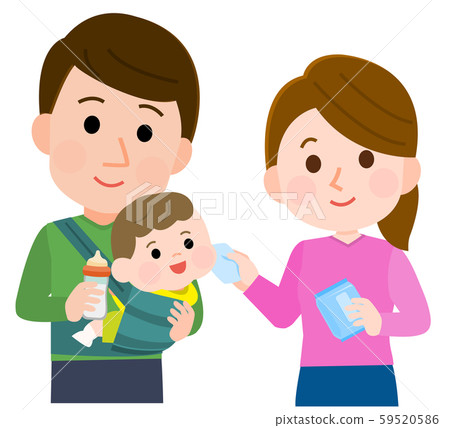 Childcare cooperation couple couple baby illustration 59520586