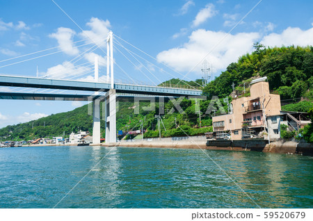 從船上看尾道橋 照片素材 圖片 圖庫