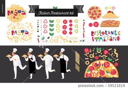 Italian restaurant set - Stock Illustration [59521819] - PIXTA