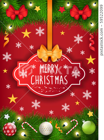 Merry Christmas Caption, Greeting with Holiday 59522099