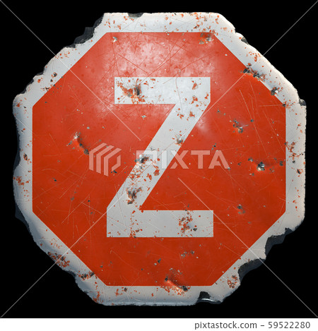 Public road sign in red and white with a capitol letter Z in the center isolated on black background Public road sign in red and white with a capitol letter Z in the center isolated on black background 59522280