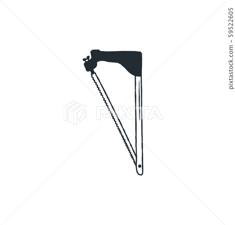 Linear fretsaw icon. Hand saw in retro silhouette style. Stock vector sawmill and timber equipment Linear fretsaw icon. Hand saw in retro silhouette style. Stock vector sawmill and timber equipment 59522605