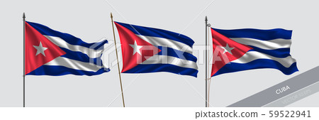 Set of Cuba waving flag on isolated background vector illustration 59522941