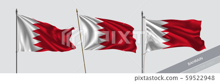 Set of Bahrain waving flag on isolated background vector illustration 59522948