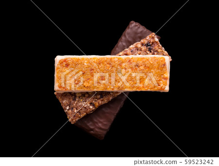 Three fitness bars without packaging close-up. 59523242