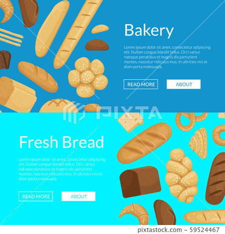 Vector cartoon bakery elements web banner templates illustration 59524467