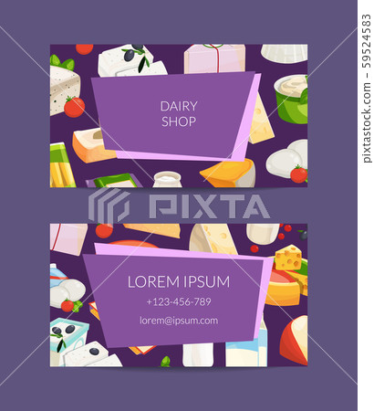 Vector cartoon milk and cheese products business card 59524583