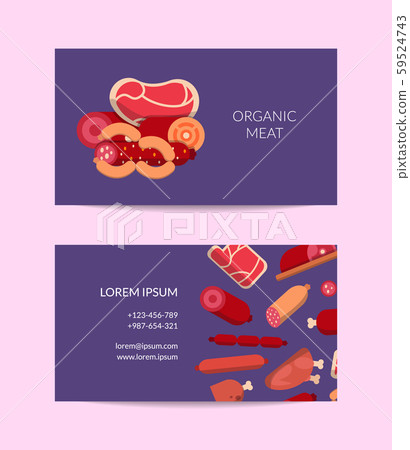 Vector flat meat and sausages icons business card 59524743