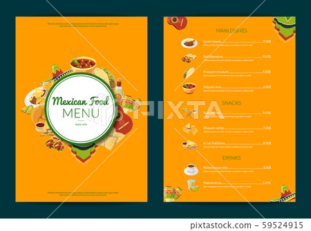Vector cartoon mexican food cafe restaurant menu template illustration Vector cartoon mexican food cafe restaurant menu template illustration 59524915