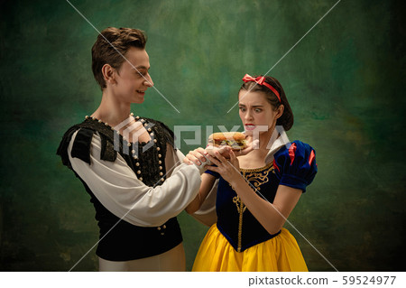 Young ballet dancers as a Snow White's characters in forest, modern tales Young ballet dancers as a Snow White's characters in forest, modern tales 59524977