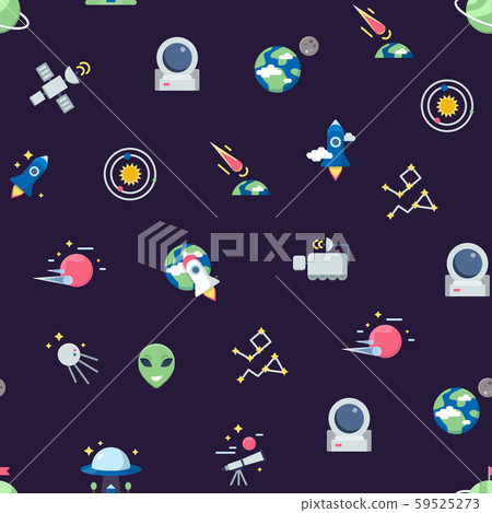 Vector flat space icons pattern or background... - Stock Illustration ...