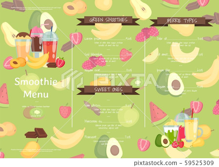 Vector flat smoothie cafe or restaurant menu template illustration Vector flat smoothie cafe or restaurant menu template illustration 59525309