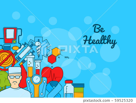 Vector Colored Diabetes Icons On Web Banner For Stock