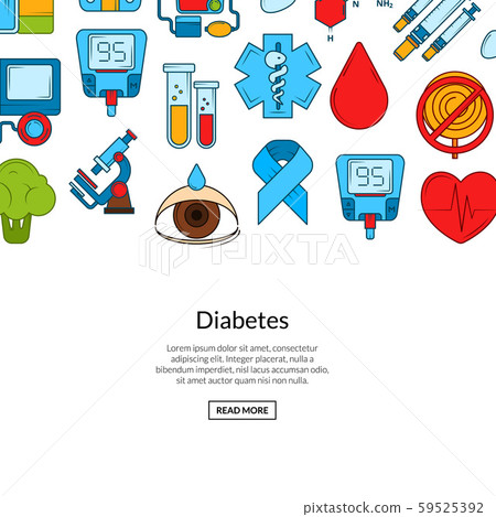Vector colored diabetes icons background banner poster Vector colored diabetes icons background banner poster 59525392