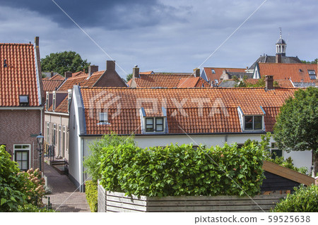 Traditional red tiled roofs in Nieuwpoort in the 59525638