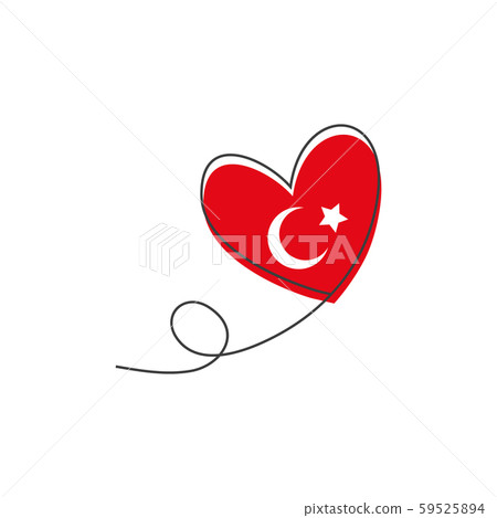 Heart shaped balloon in continuous drawing lines and glitch red heart in a flat style in continuous Heart shaped balloon in continuous drawing lines and glitch red heart in a flat style in continuous 59525894