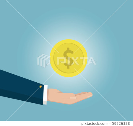 businessman's hand holding money. Business concept. palm of businessman. invest growth,finance plan, personal management, investment portfolio. vector illustration. Flat style. 59526328
