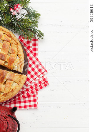 Christmas holiday greeting card with apple pie Christmas holiday greeting card with apple pie 59526618