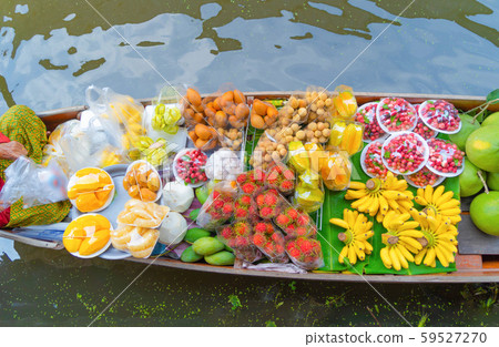 Local people sell fruits, food and souvenirs on Local people sell fruits, food and souvenirs on 59527270
