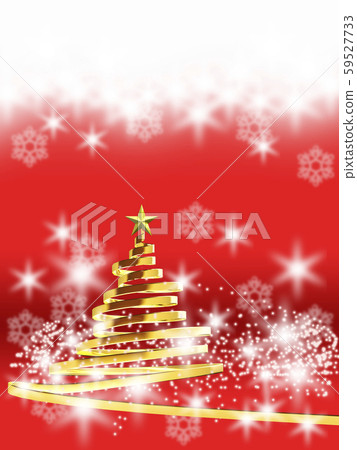 Ribbon Christmas tree gold red background with text and text space 59527733