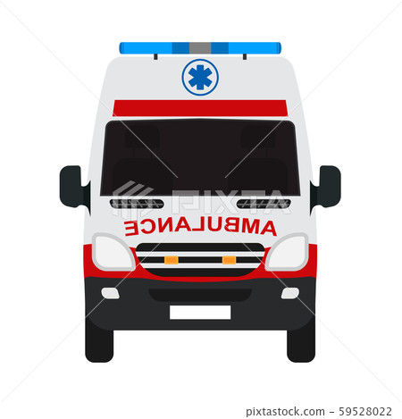 Ambulance van flat vector front view. Help Ambulance van flat vector front view. Help 59528022